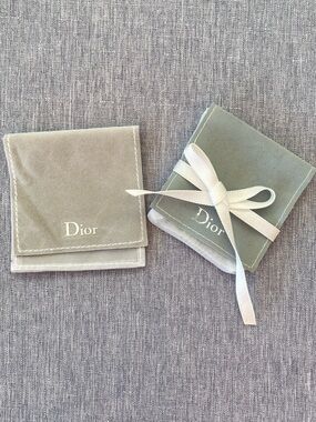 Authentic Dior | Velvet Jewelry Pouches in Sage and Light Gray - Set of 2